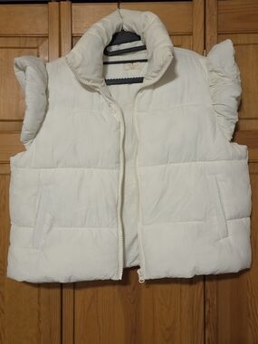 Simply Southern Cream Puffer Vest with Ruffled Sleeves